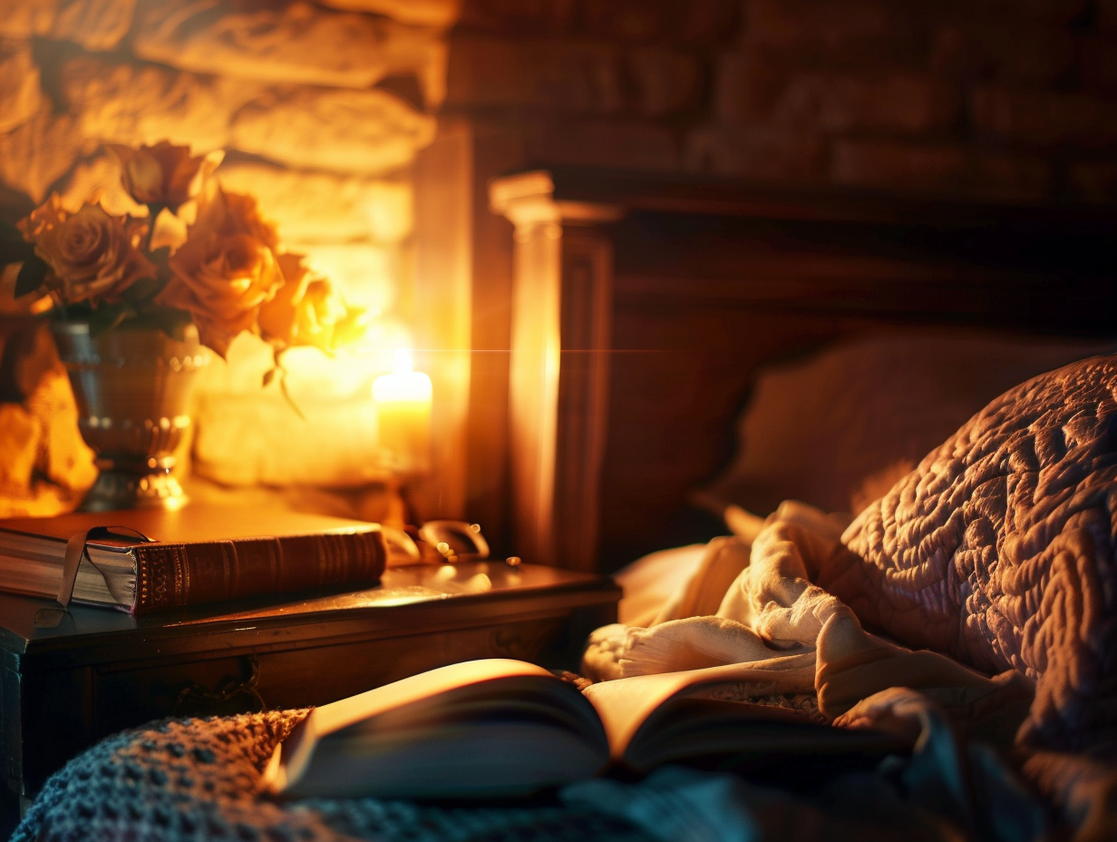 Nightstand with candle