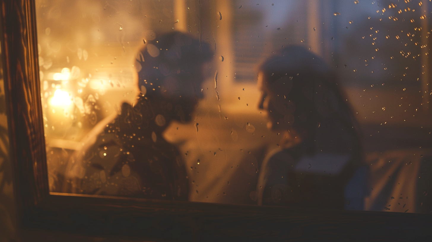 Couple reflection in mirror